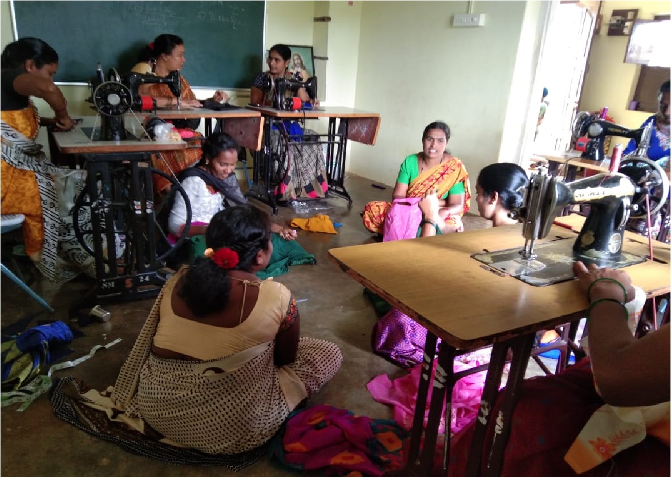 Women undergoing tailoring program